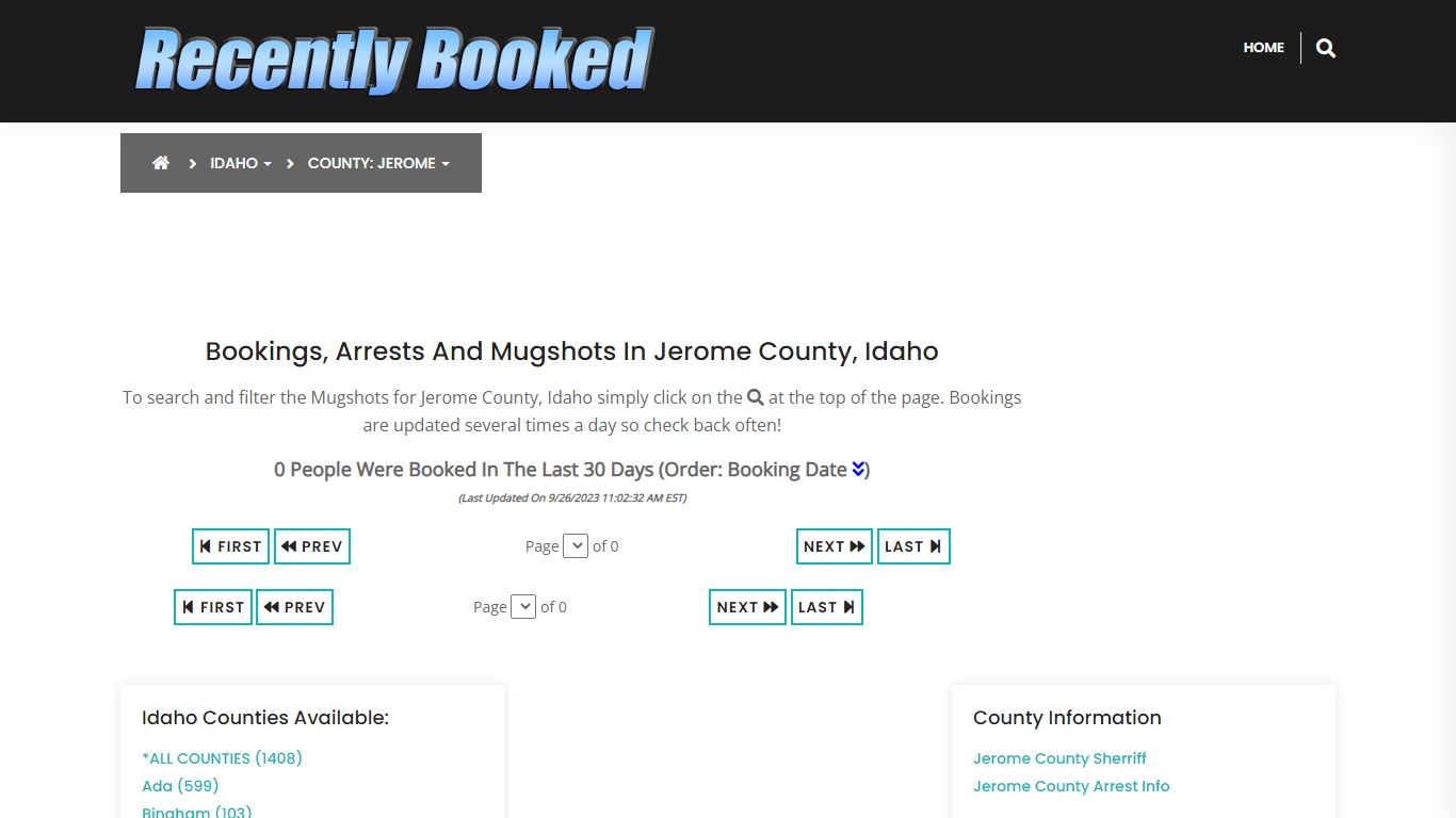 Bookings, Arrests and Mugshots in Jerome County, Idaho - Recently Booked