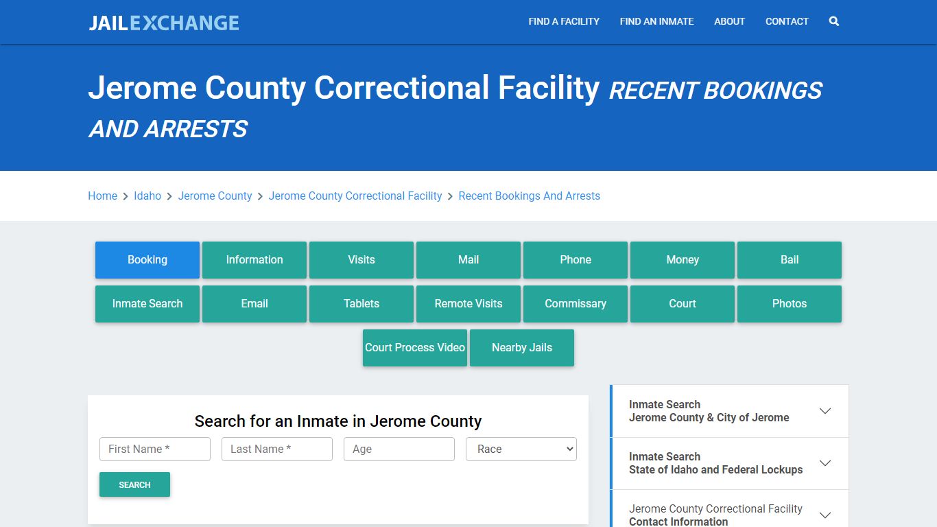 Jerome County Correctional Facility Recent Bookings And Arrests